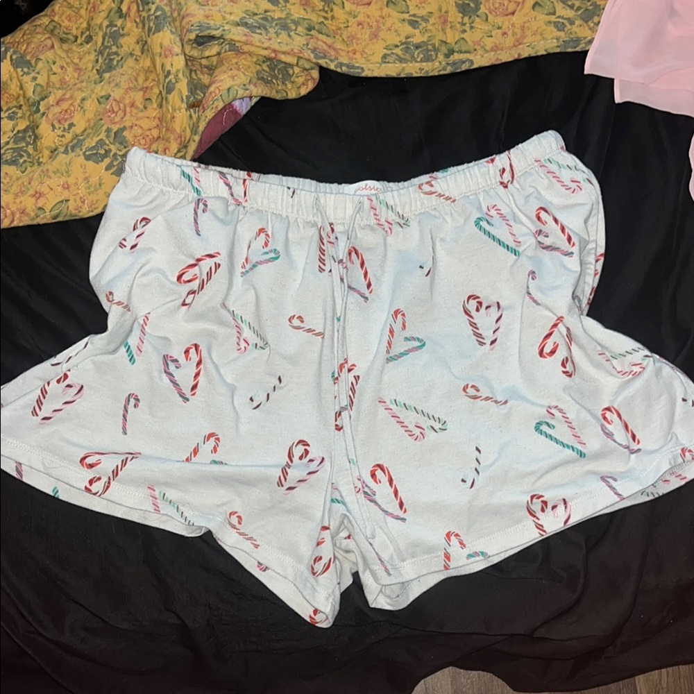 Festive Candy Cane Print Shorts